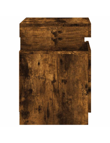 Comodino con Luci LED Rovere Fumo 35x39x55 cm