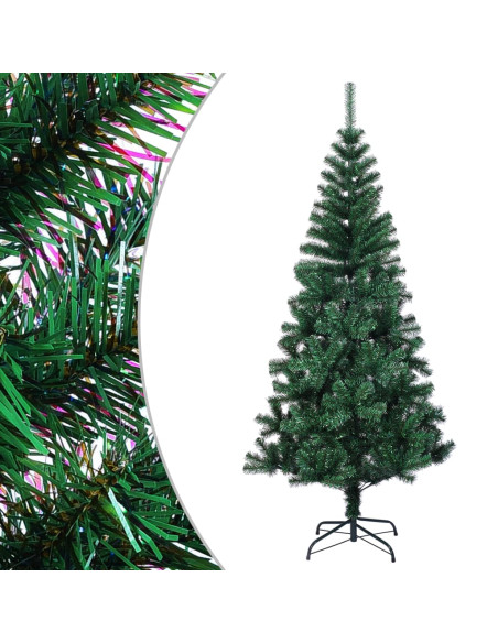 Albero di Natale Artificiale Punte Iridescenti Verde 120 cm PVC