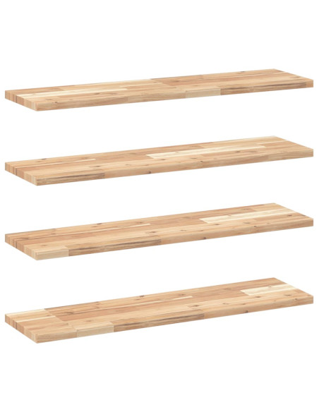 Mensole da Parete 4 pz 100x20x2 cm Legno Acacia Non Trattato