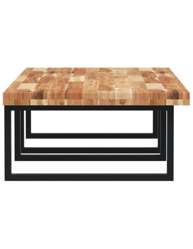 Ripiano a Parete per Lavabo in Acciaio e Massello di Acacia