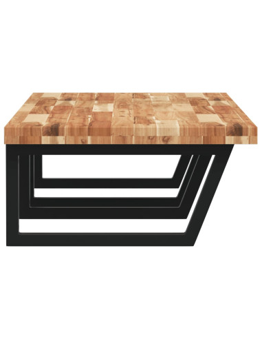 Ripiano a Parete per Lavabo in Acciaio e Massello di Acacia