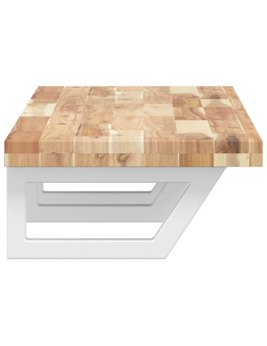 Ripiano a Parete per Lavabo in Acciaio e Massello di Acacia