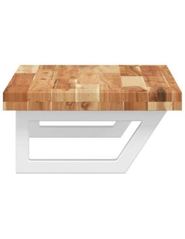 Ripiano a Parete per Lavabo in Acciaio e Massello di Acacia