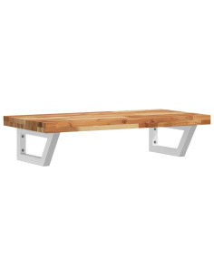 Ripiano a Parete per Lavabo in Acciaio e Massello di Acacia