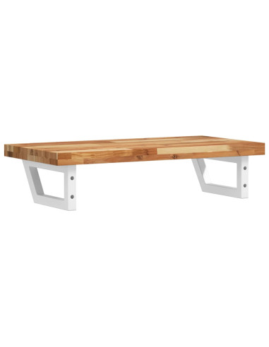 Ripiano a Parete per Lavabo in Acciaio e Massello di Acacia