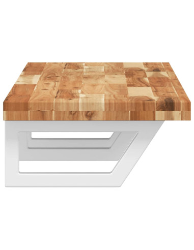 Ripiano a Parete per Lavabo in Acciaio e Massello di Acacia