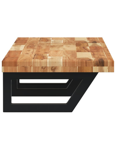 Ripiano a Parete per Lavabo in Acciaio e Massello di Acacia