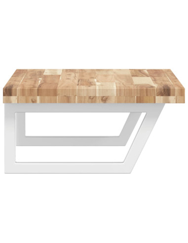 Ripiano a Parete per Lavabo in Acciaio e Massello di Acacia