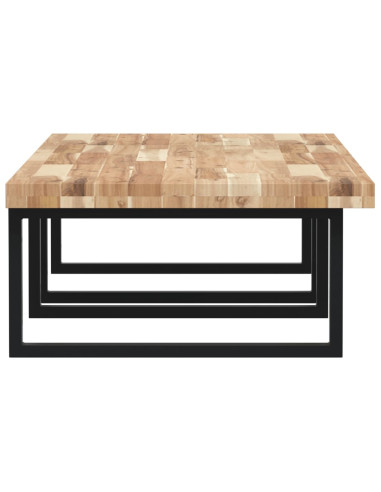 Ripiano a Parete per Lavabo in Acciaio e Massello di Acacia