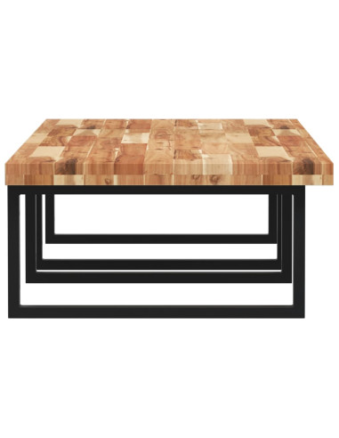 Ripiano a Parete per Lavabo in Acciaio e Massello di Acacia