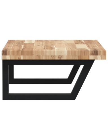 Ripiano a Parete per Lavabo in Acciaio e Massello di Acacia