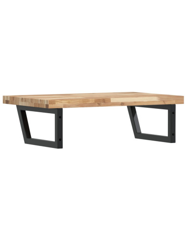 Ripiano a Parete per Lavabo in Acciaio e Massello di Acacia