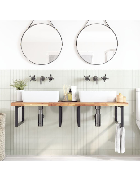 Piano da Bagno Non Trattato 140x60x4cm Legno Massello di Acacia