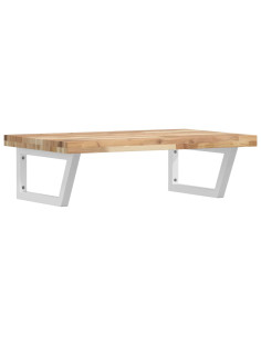 Ripiano a Parete per Lavabo in Acciaio e Massello di Acacia