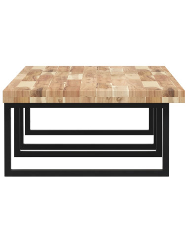 Ripiano a Parete per Lavabo in Acciaio e Massello di Acacia