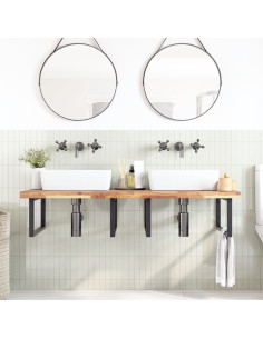 Piano da Bagno Non Trattato 120x60x4cm Legno Massello di Acacia 2