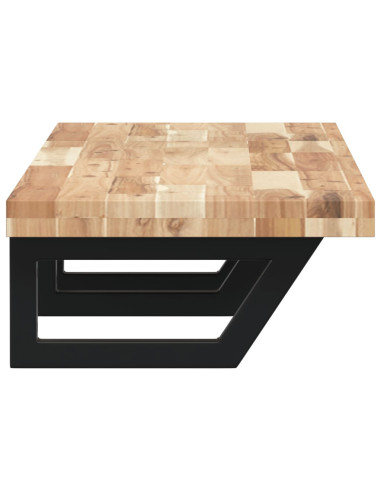 Ripiano a Parete per Lavabo in Acciaio e Massello di Acacia