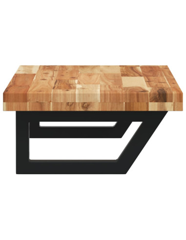 Ripiano a Parete per Lavabo in Acciaio e Massello di Acacia