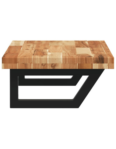 Ripiano a Parete per Lavabo in Acciaio e Massello di Acacia