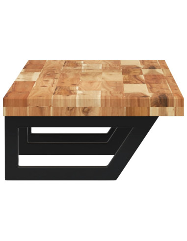 Ripiano a Parete per Lavabo in Acciaio e Massello di Acacia