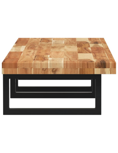 Ripiano a Parete per Lavabo in Acciaio e Massello di Acacia