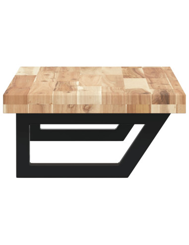 Ripiano a Parete per Lavabo in Acciaio e Massello di Acacia