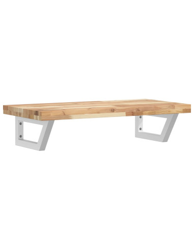 Ripiano a Parete per Lavabo in Acciaio e Massello di Acacia