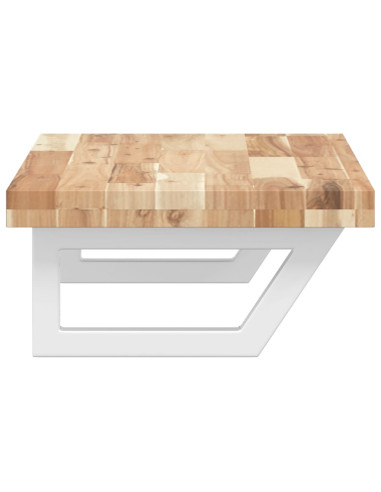 Ripiano a Parete per Lavabo in Acciaio e Massello di Acacia