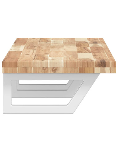 Ripiano a Parete per Lavabo in Acciaio e Massello di Acacia