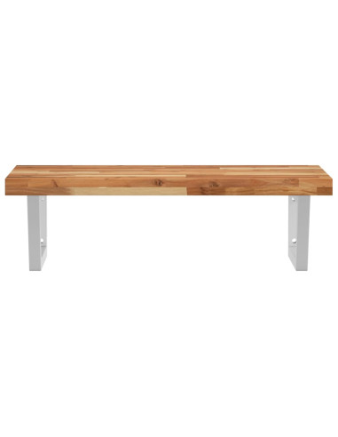 Ripiano a Parete per Lavabo in Acciaio e Massello di Acacia