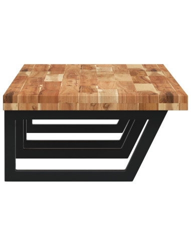 Ripiano a Parete per Lavabo in Acciaio e Massello di Acacia