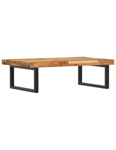 Ripiano a Parete per Lavabo in Acciaio e Massello di Acacia