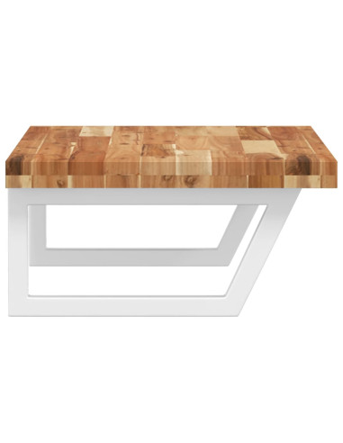 Ripiano a Parete per Lavabo in Acciaio e Massello di Acacia