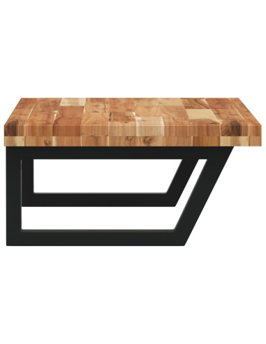 Ripiano a Parete per Lavabo in Acciaio e Massello di Acacia