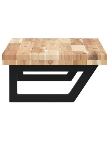 Ripiano a Parete per Lavabo in Acciaio e Massello di Acacia