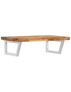 Ripiano a Parete per Lavabo in Acciaio e Massello di Acacia