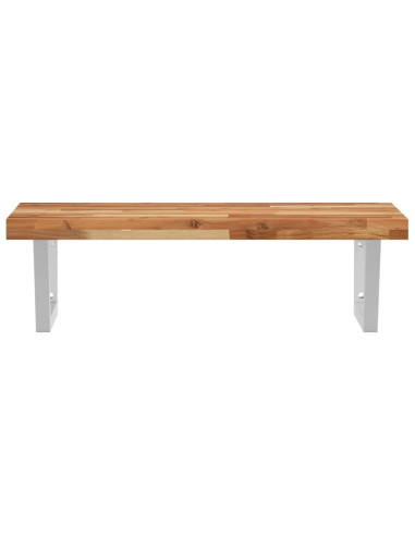 Ripiano a Parete per Lavabo in Acciaio e Massello di Acacia