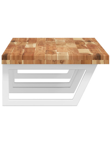 Ripiano a Parete per Lavabo in Acciaio e Massello di Acacia