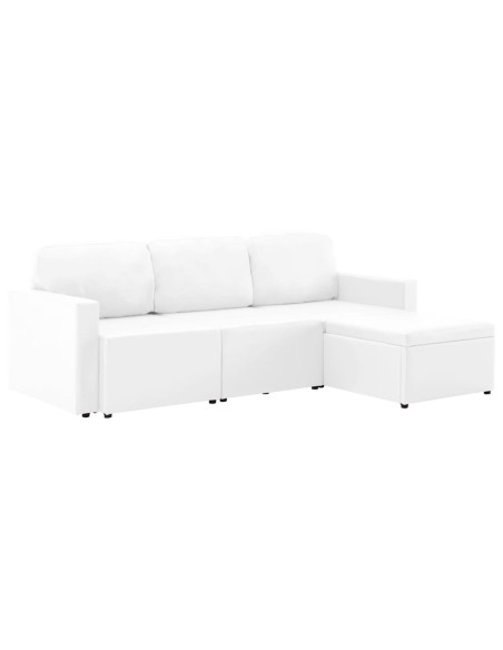 Divano Letto Modulare a 3 Posti Bianco in Similpelle