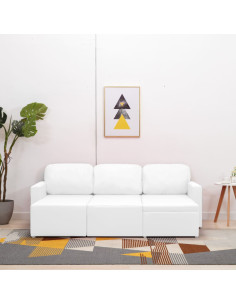 Divano Letto Modulare a 3 Posti Bianco in Similpelle 2