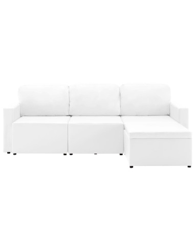 Divano Letto Modulare a 3 Posti Bianco in Similpelle