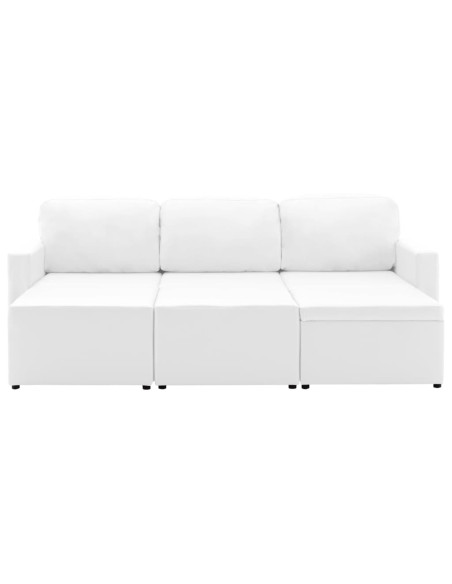 Divano Letto Modulare a 3 Posti Bianco in Similpelle