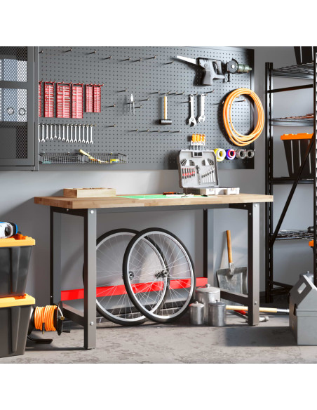 Banco da Lavoro 140x60x83 cm Legno Massello Acacia Rettangolare