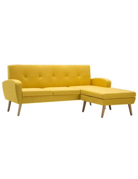 Divano a L con Rivestimento in Tessuto 186x136x79 cm Giallo