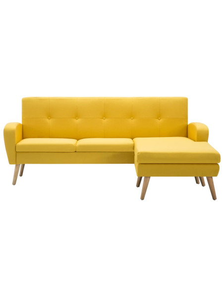 Divano a L con Rivestimento in Tessuto 186x136x79 cm Giallo