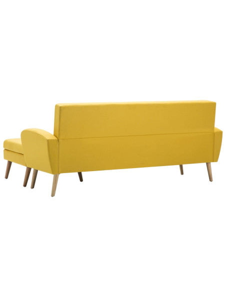 Divano a L con Rivestimento in Tessuto 186x136x79 cm Giallo