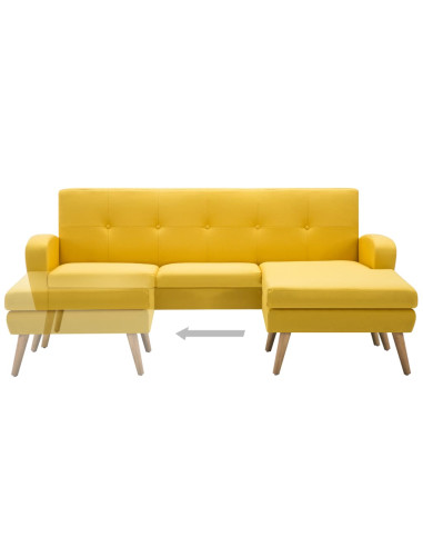Divano a L con Rivestimento in Tessuto 186x136x79 cm Giallo