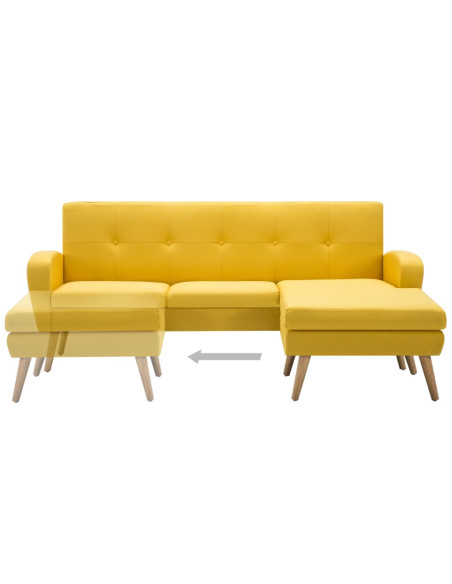 Divano a L con Rivestimento in Tessuto 186x136x79 cm Giallo
