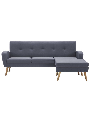 Divano a L Rivestimento in Tessuto 186x136x79 cm Grigio Chiaro