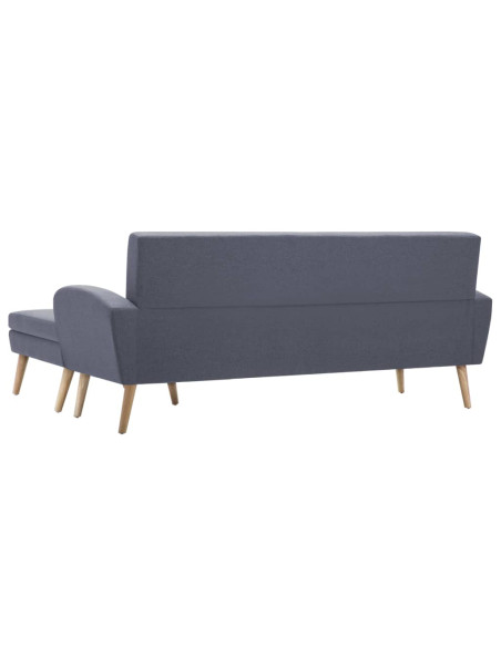 Divano a L Rivestimento in Tessuto 186x136x79 cm Grigio Chiaro